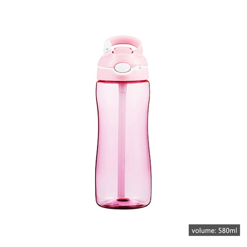 Upspirit tritan børn strå vandflaske plast høj kapacitet drikke kedel kop udendørs sport rejse protein shaker drinkware: 580ml lyserøde