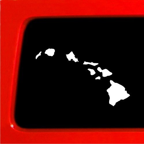 Hawaiiaanse Eilanden Note Bumper Sticker Decal Car Window Premium Wit Gestanst Vinyl Decal 7 ''Wit