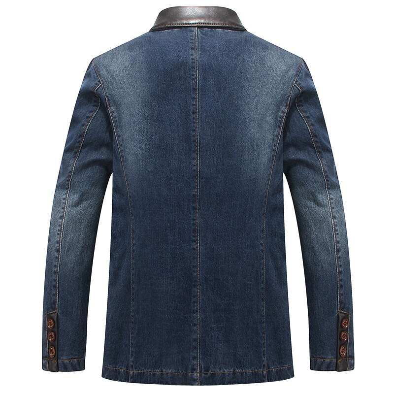 Denim Blazer Men 4XL Mens Suit Outerwear Casual Tall Coat Male Denim Jacket Slim Fit Jeans Blazers