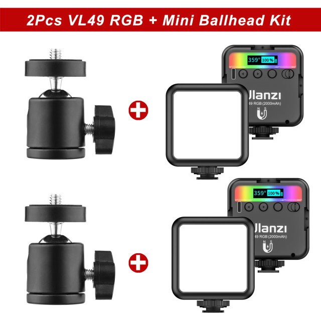 Ulanzi VL49 Mini Rgb Video Licht Verlichting Voor Fotografie 2000Mah 2500K-9000K Zoom Verlichting Fotografische Verlichting vlog Licht: Bruin