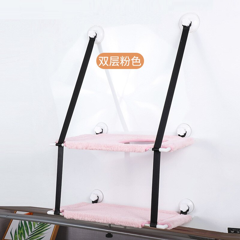 Cute Pet Cat Window Seat Hammock Window Bed Living Room Suction Cup Wall Hanging Pet Breathable Bearing 20kg Cat Hammock: Double Pink