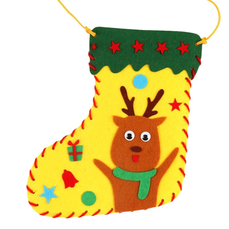 Christmas children's handmade socks Christmas decorations children's educational decorations DIY supplies: Brown