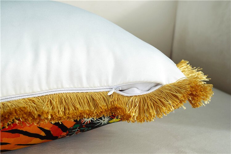 Lyxigt siden örngott tropiskt djur skog dekorativa kuddar med tofs 45cm leopard kuddfodral hem bäddsoffa dekoration