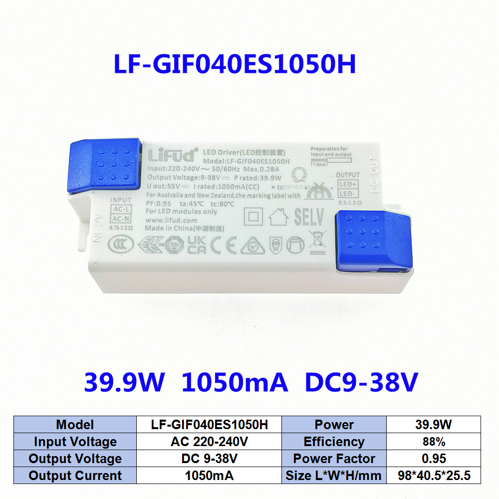 220v lifud-led-ohjainta  dc9-42v 25w-40w lf-gifxxxes 600ma 700ma 750ma 800ma 850ma 900ma 950ma 1000ma 1050ma valaistusmuuntaja: Oranssi