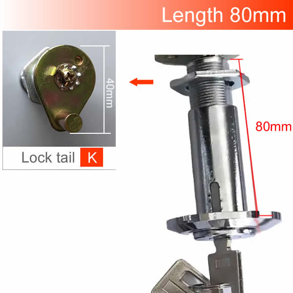 Extended type Safe deposit box Anti - theft cam lock cylinder 80mm 90mm Super encryption key very safe Class C anti-theft: Red