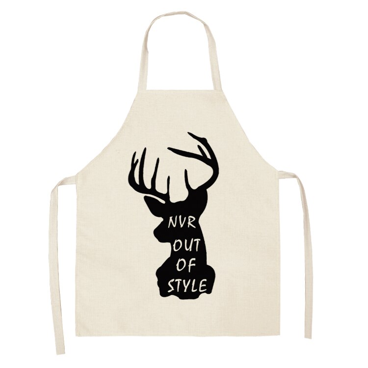 Hertenletter geometrische keukenschorten voor vrouwen katoenen linnen slabbetjes huishoudelijke schoonmaakschort thuis kookschort 53*65cm wql 0197: 2wq- wql 0191-14