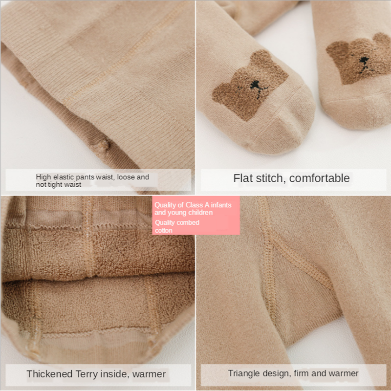 Collants chauds en coton pour bébés de 0 à 6 ans, couleur unie, collection automne hiver
