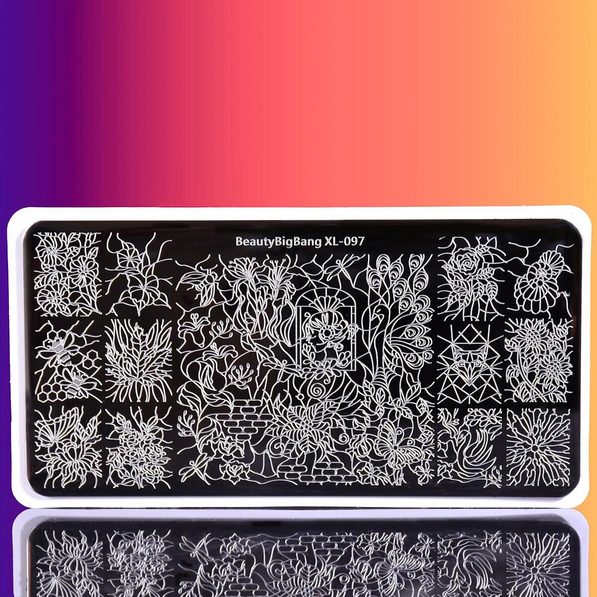 Beautybigbang płytki do tłoczenia paznokci naturalny kwiat pszczoła łabędź motyw obrazu 12*6CM szablon szablon do paznokci szablon artystyczny XL-097