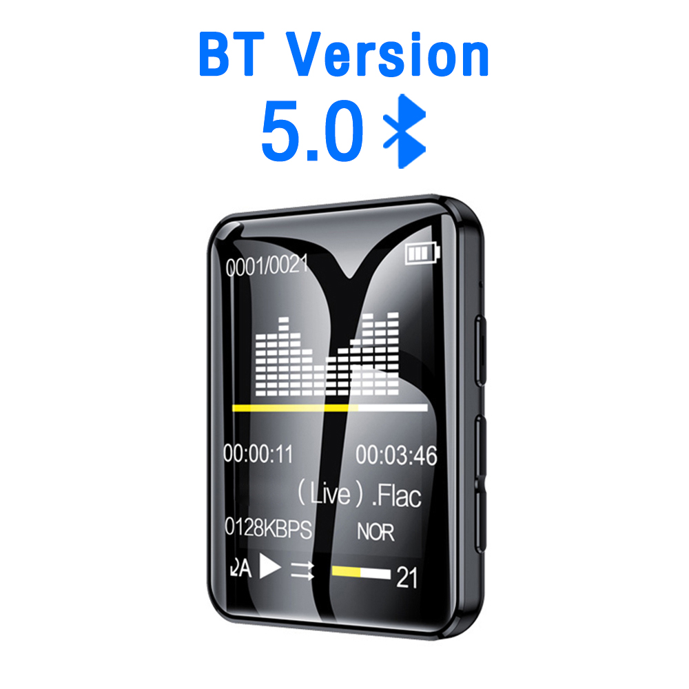 MP3 Player Bluetooth 5.0 Full Screen Walkman Portable Sport Music Player Mp4 Video Player with FM E-book Recorder Mp3 Player: WHITE