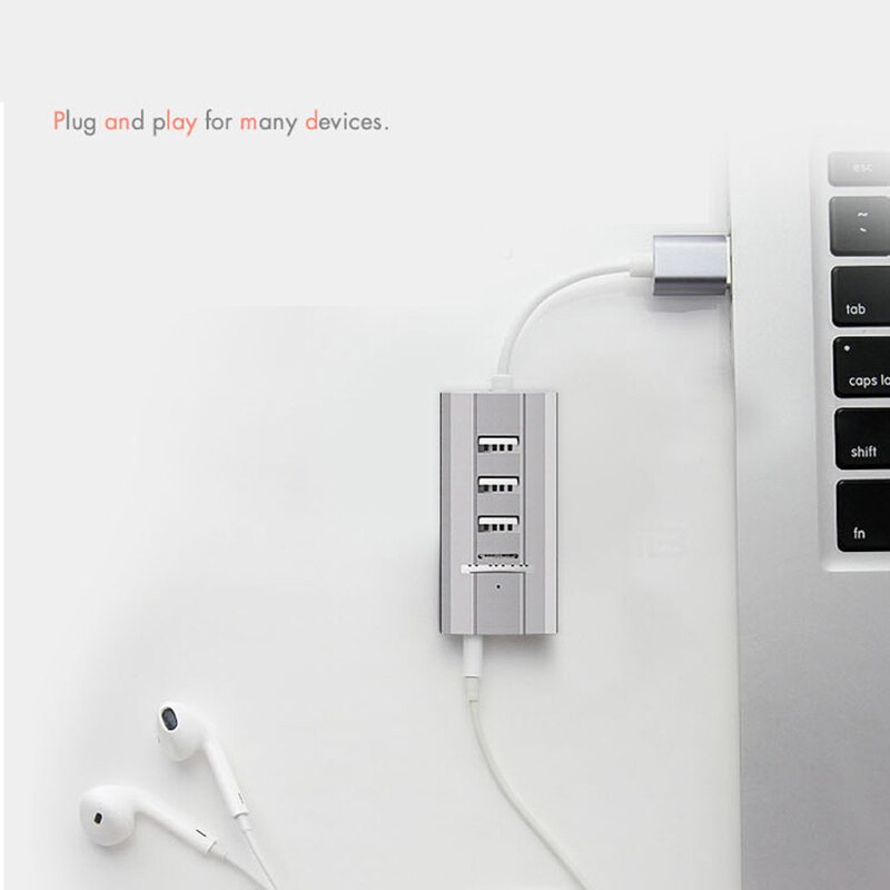 D USB 2.0 Hub di 3 Porte USB 2.0 Hub + Cuffia + Microfono Porte Multi-Funzione Concentratore Suono scheda Multi Porte Splitter