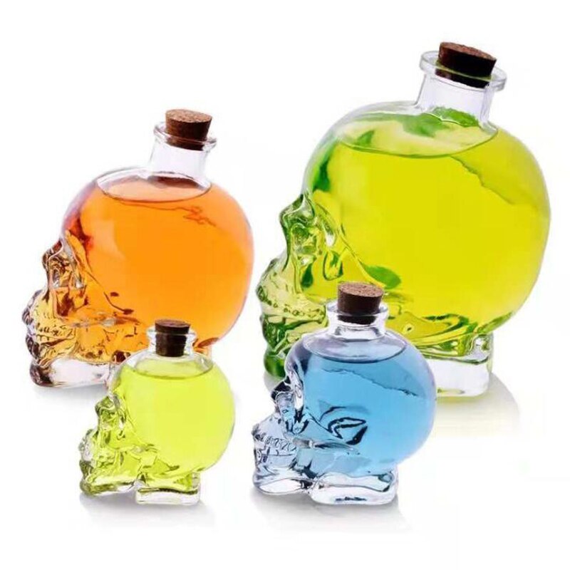 Glas skalle huvud kopp vodka-skott whisky vin te dricka skott flaska karaff drinkbar bar verktyg halloween