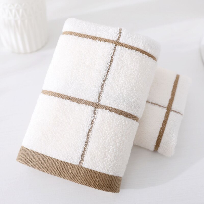 Cotton Face Towel Hand Towel Pink Purple Ivory Blue Wedding Cotton Plaid Bath Towel Face Towel Kitchen Cleanning: Ivory