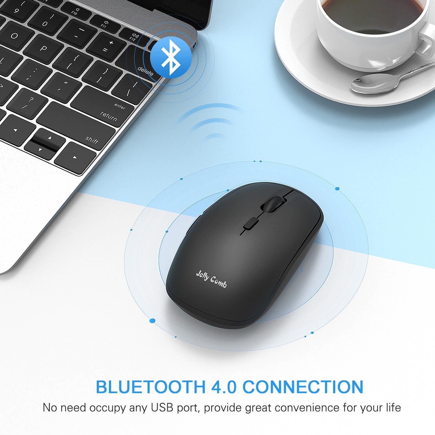 Jelly Comb Bluetooth Mouse 2.4G Wireless Portable Optical Mouse with USB Nano Receiver 3 Adjustable DPI Levels for PC Laptop