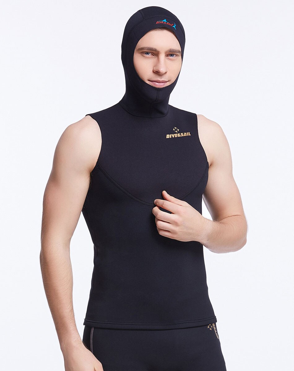 Chaqueta de neopreno de 3mm para hombre, traje de neopreno con cremallera frontal negra