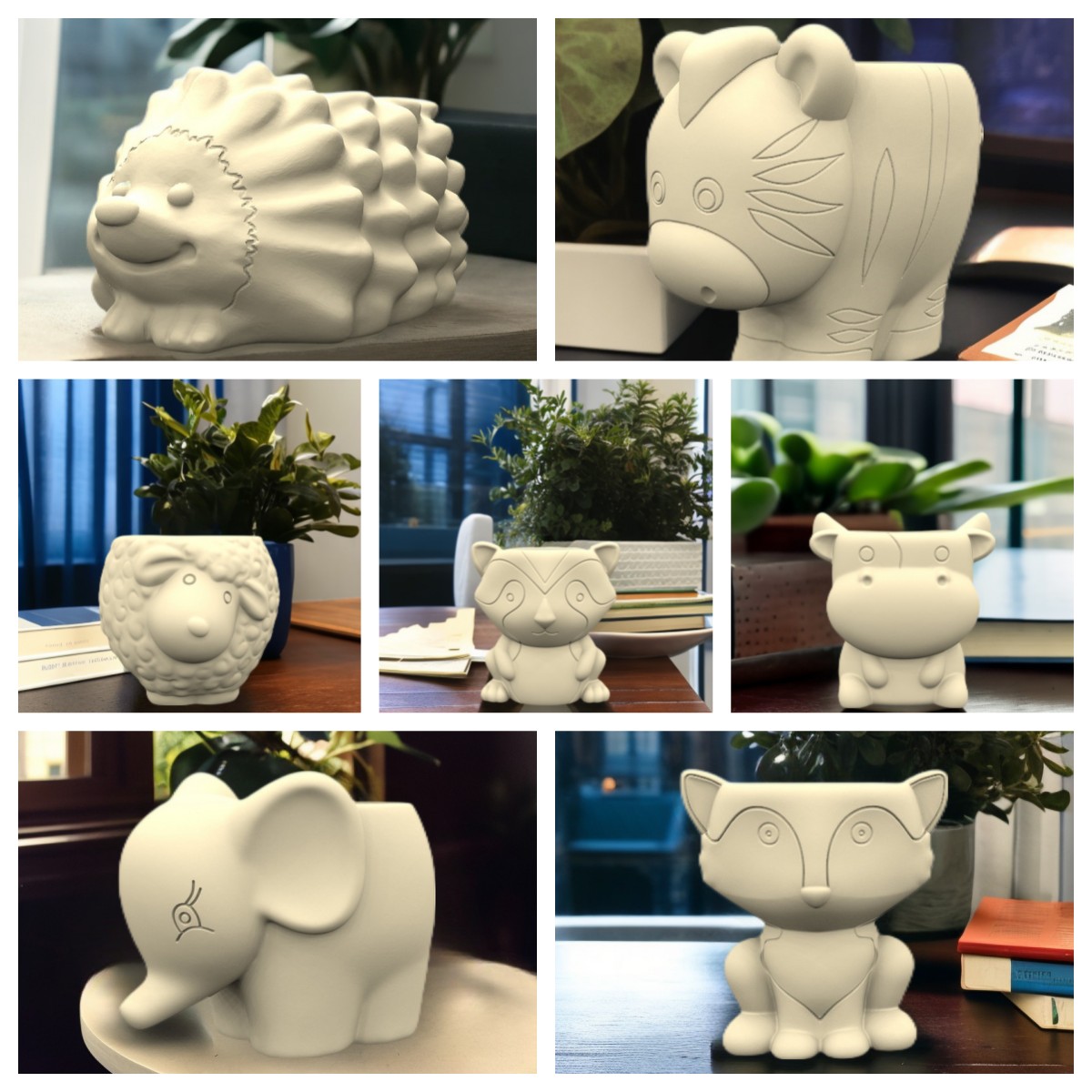 Stampo in silicone Mucca Pecora Riccio Elefante zebra Vaso di fiori Portapenne succulente Fai da te Creazione di resina Vaso di cemento cactus silicone