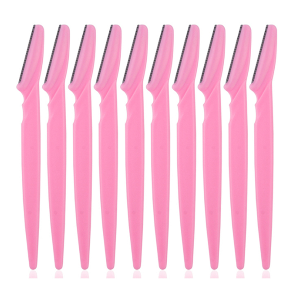 3 / 10 Eyebrow Trimmer Three Jelly Colors Facial Shaver Small And Neat Facial Shaver Female Beauty And Makeup Tool: 10pcs Pink