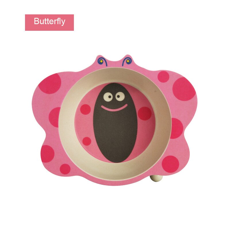 Effen Voeden Babyvoeding Eco Bamboe Servies Antislip Servies Voor Feeding Baby Gerechten Cartoon Kinderen Kids Bamboe Plaat: butterfly