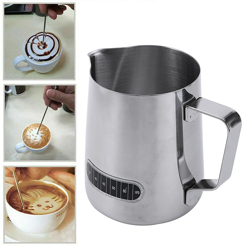 Milk Frothing Pitcher With Integrated Thermometer 20oz/600ml Stainless Steel Milk Coffee Barista Jug Pitcher Coffee Accessories
