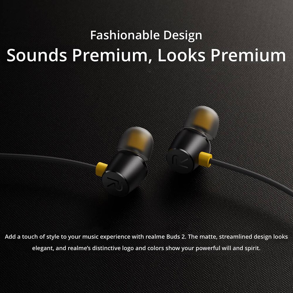 Realme Knoppen 2 Zwart 11.2Mm Bass Boost Driver Dual Built Magneten 3.5 Mm Wired Oortelefoon Sport Muziek games Geen Vertraging Hoofdtelefoon
