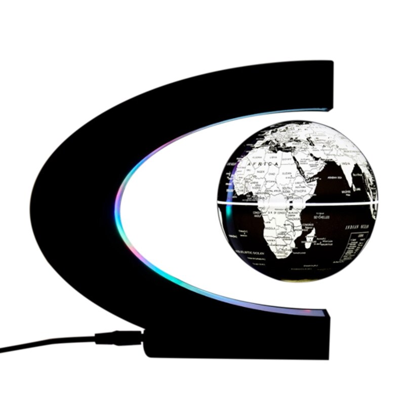 Floating Globe World Map Magnetic Levitation Globes C-Frame LED English Globe for Kids US Plug: Default Title
