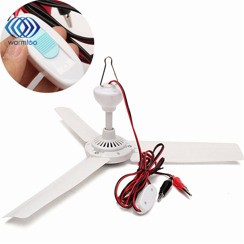 6W DC12V Plastic 3 Bladeren Borstelloze Converter Motor Batterij Mini Plafond Ventilator Met Schakelaar