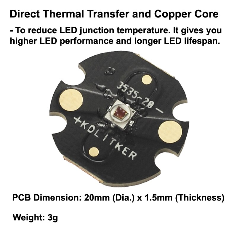 Cree xp -e2 28 f2 far red 730nm led emitter med kdlitker dtp kobber mcpcb  (1 pc)