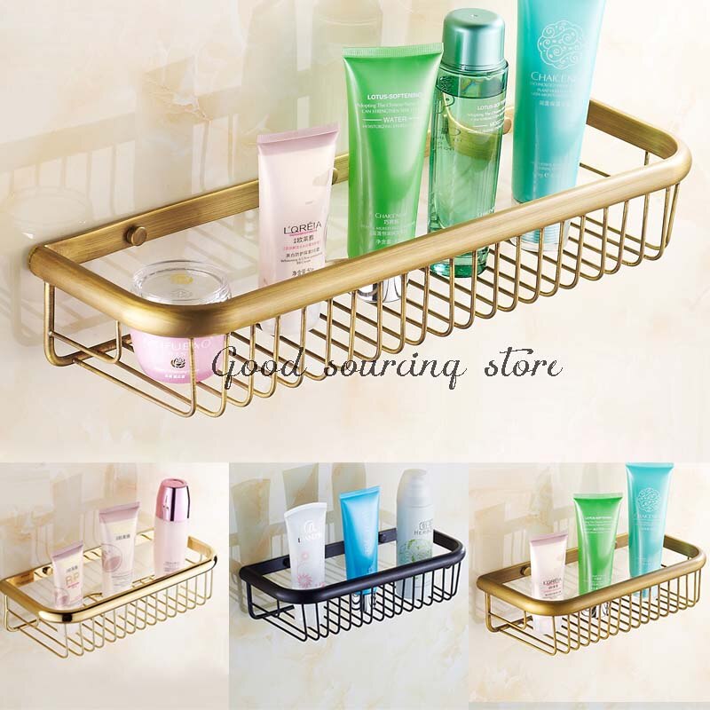 30/45cm brass antique golden oil rubbed brone bathroom shelf, wall mounted bathroom basket