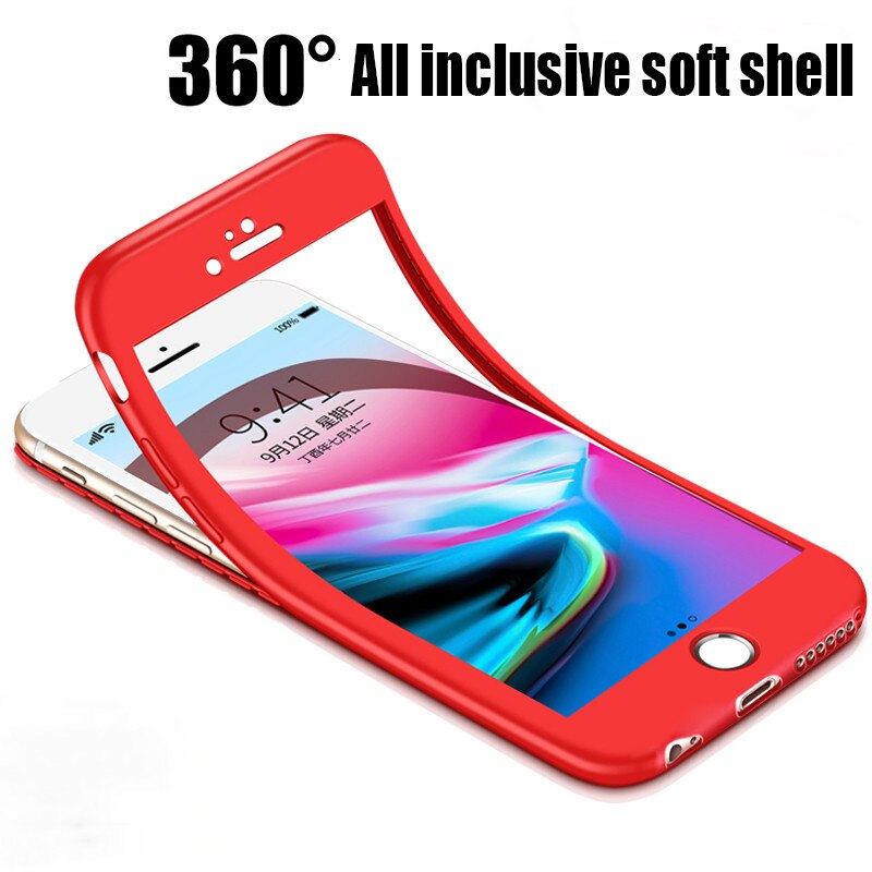 360 Graden Volledige Bescherming Case Voor Iphone 6 S 6 S 7 8 Plus X Xr Xs Max 5 5S Se 6Plus 6Splus 7Plus 8 Plus Soft Silicon Cover Coque