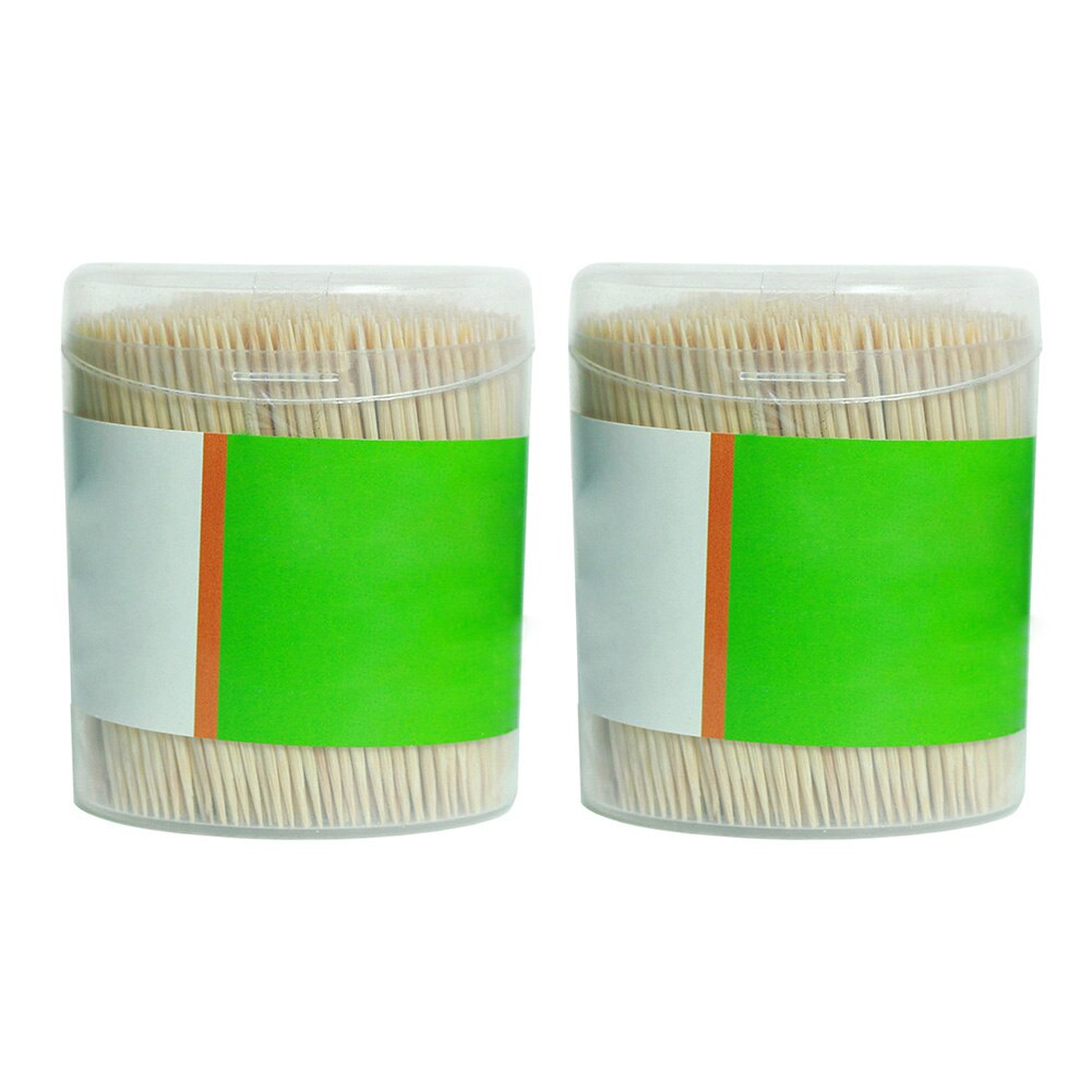 1000pcs Toothpick Diposable Plastic Storage Box Wooden Bamboo Safe Cocktail Double Head KitchenCraft Cylindrical Boxed Fruit