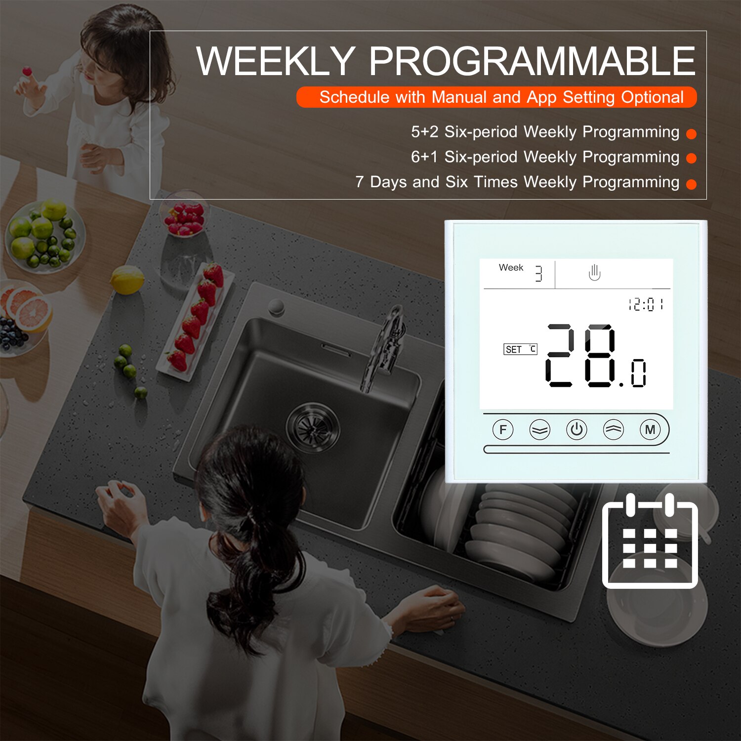 Tuya Touch Screen Programmable Temperature Controller WiFi Smart Thermostat for Electric Heating Support Alexa Google Home