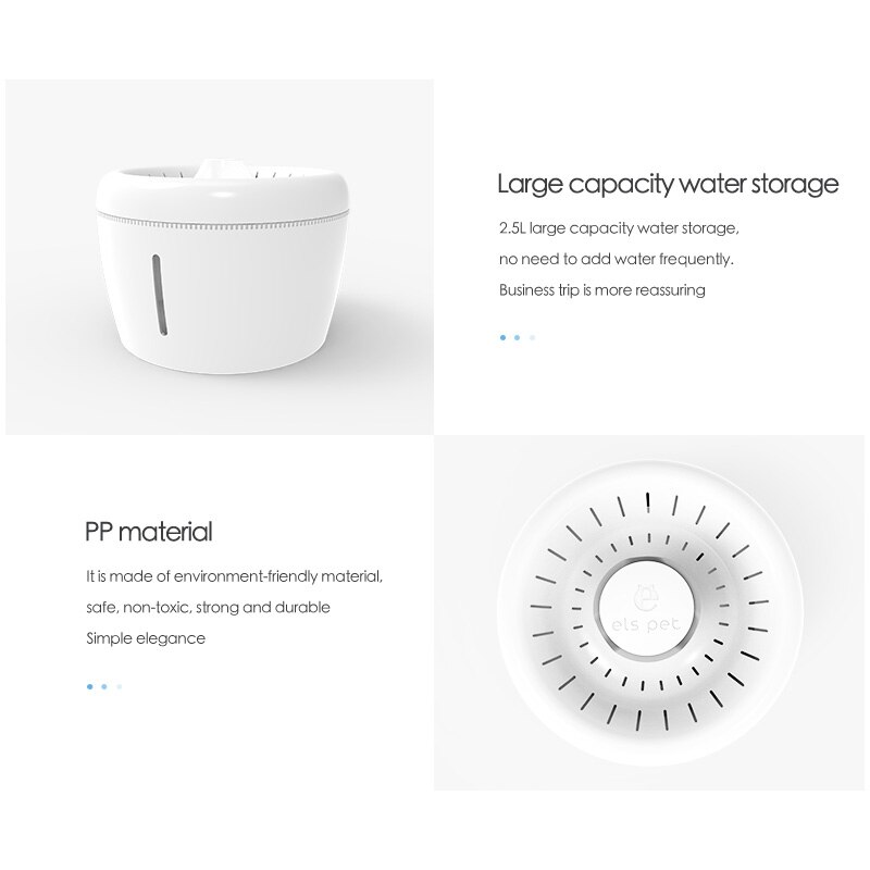 2.5L Pet Water Dispenser Automatic Fountain Water Mute Circulating Water Pet Waterer Pet Dog Cat Drinking Fountain