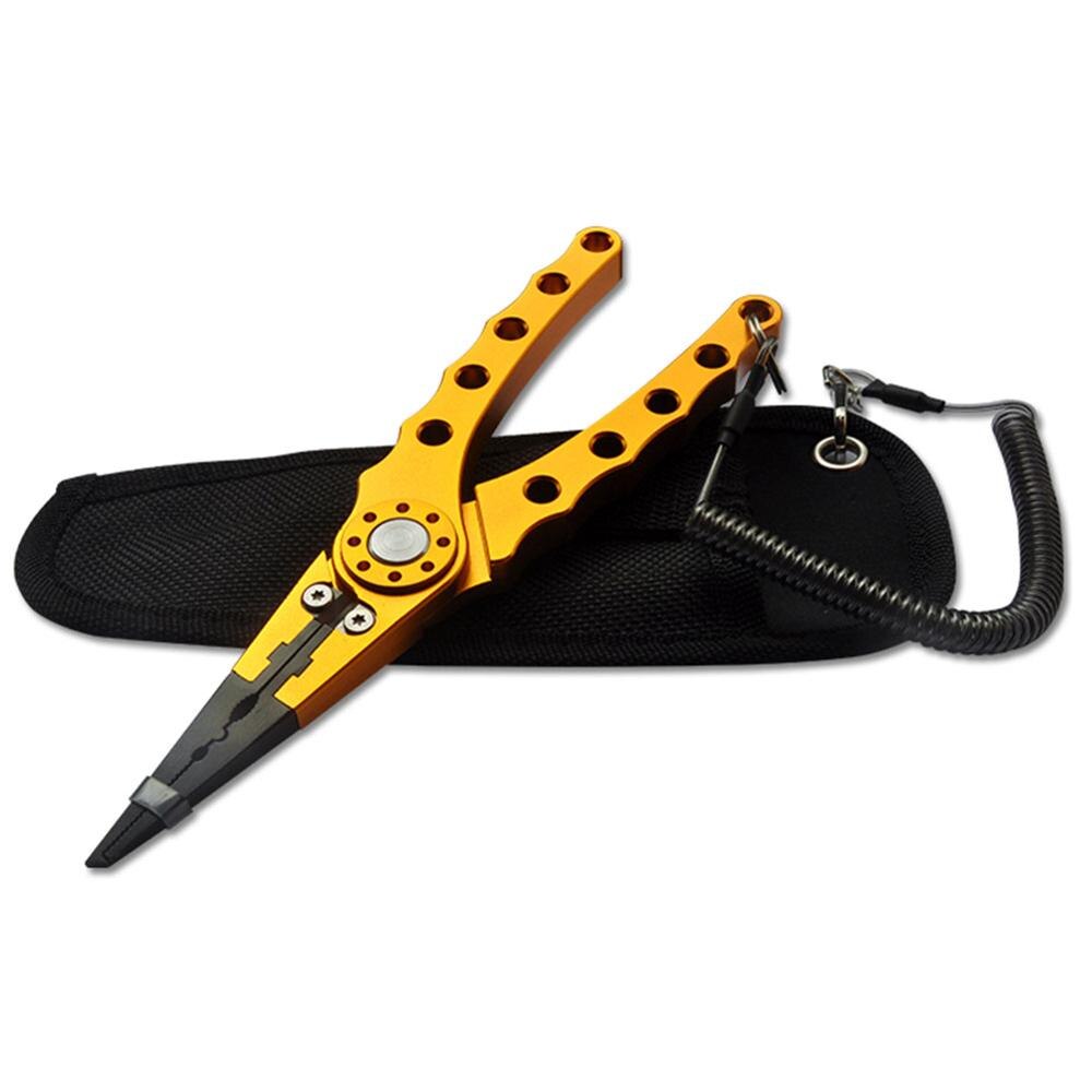 Alicates de pesca, tijera, línea trenzada, cortador de señuelos, removedor de anzuelos, herramienta para cortar pescado, pinzas, tijeras, alicates de pesca, 7 colores: Gold