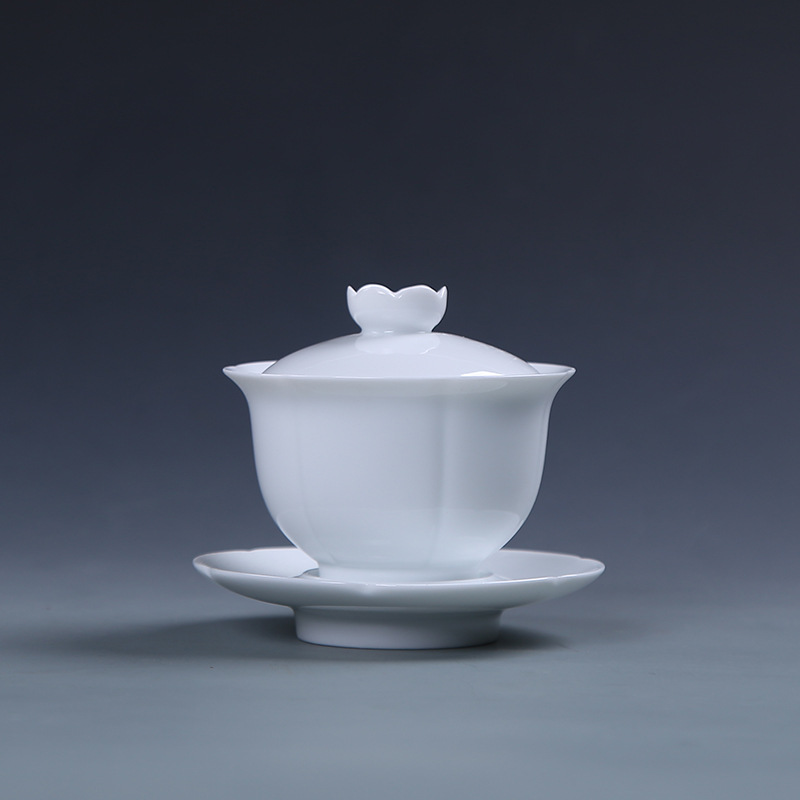 Shadow Celadon Tea Set Tea Cup Tea Bowl Handmade Ceramic Three-force Tureen Large Size Sopera De Ceramica Chrysanthemum Tea