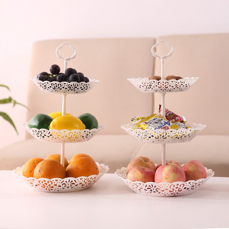 Nordic Style Three-layer Fruit Plate Fruit Snack Set Plate Living Room Multifunctional Melon Nut Tray Hollow Detachable Platter