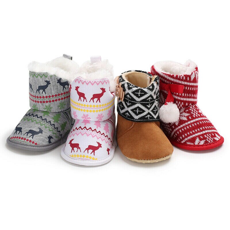 Pasgeboren Baby Meisje Booties Zachte Zool Snowboots Winter Warm Crib Schoenen 0-18M