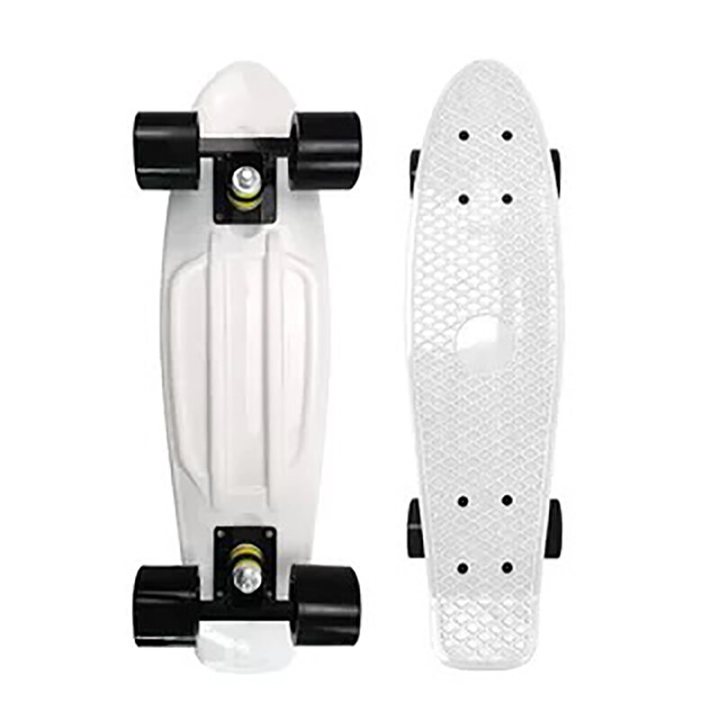 Mini patineta deportiva de 22 pulgadas para niños, monopatín de Color macarrón, Cruiser Multicolor: White(black wheel)