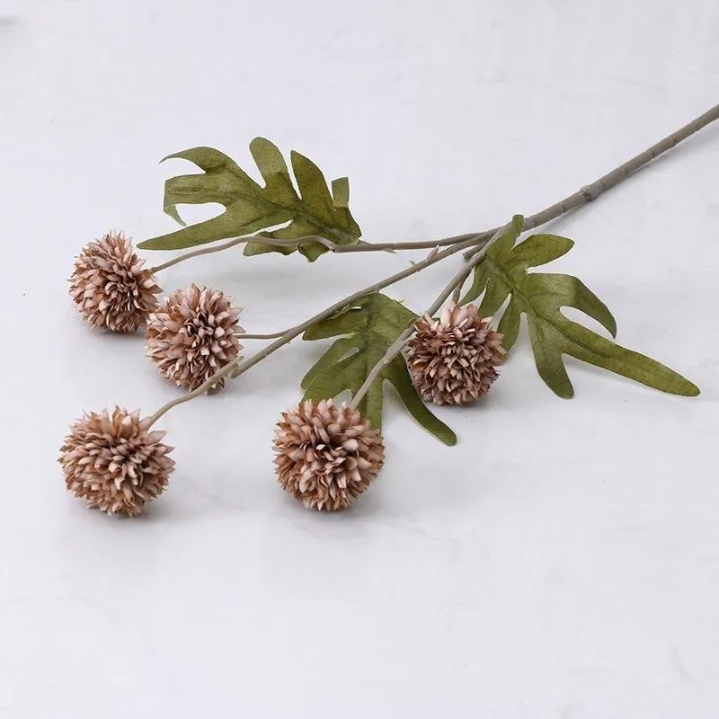 1 pçs de flores artificiais laranja com hastes mini crisântemos decoração do quarto casa diy mesa jantar centro decoração acessório: Verde