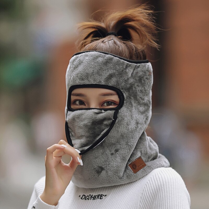 Masque d'hiver en flanelle, 3 en 1, protège le cou contre le froid, tout autour du cou, masque d'équitation pour hommes et femmes: Grey