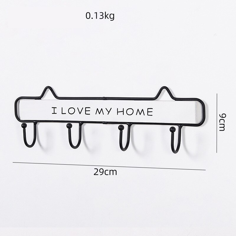 CAPTAINIRON Wall Hanging Letter Hooks for Key Holder Wall Decoration Hanger Iron Craft for Home Decor and Kitchen Tools Perchero: White Home-4Hooks