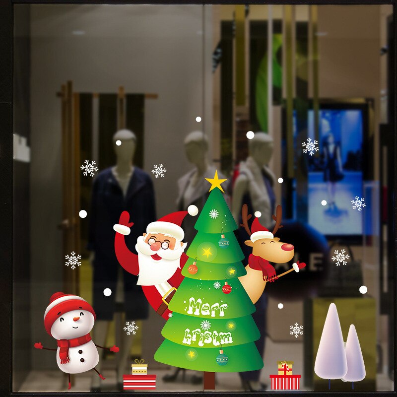 Wall Stickers Christmas Home Decor Stickers Christmas Window Stickers Double-sided Static Stickers For Window Decorations: C