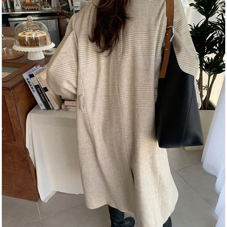 Zimowy płaszcz wełniany rękaw damski poszerzany typu latarnia skręcić w dół kołnierz pojedyncze piersi plazcze Damskie plus rozmiar Manteau Femme Hiver 2020