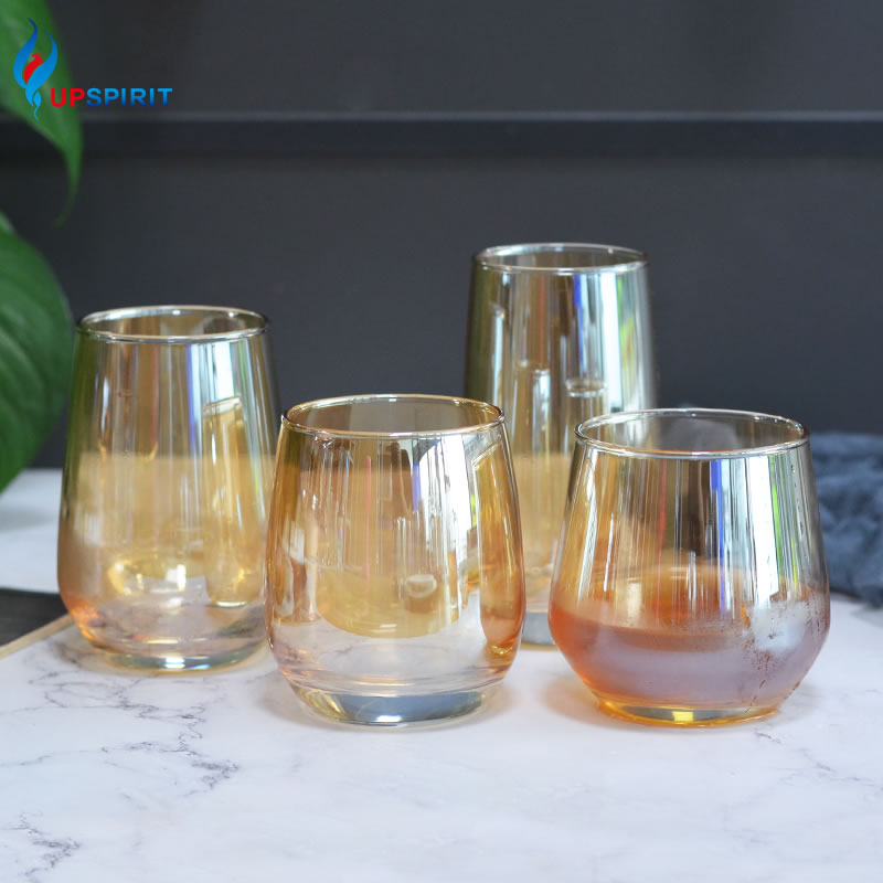 Gobelet à eau en verre, artisanal rond, plaqué or, verre à vin, grande capacité, verres à jus, whisky, Vodka, pour Bar et Restaurant