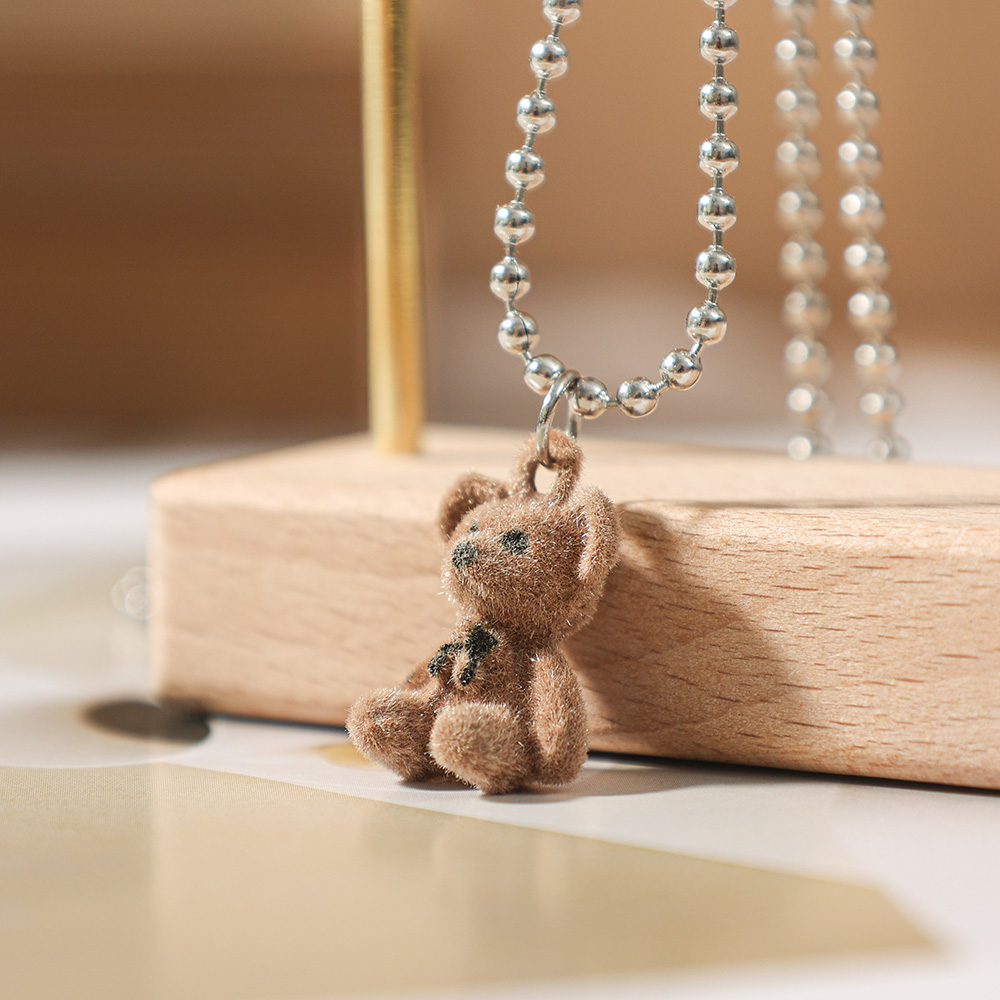 Massaal Beer Bruine Teddybeer Dame Leuke Hanger Ketting Kleine Dieren Hanger Mode Kettingen Vriendschap Sieraden Accessoires: Licht Geel Goud Kleur