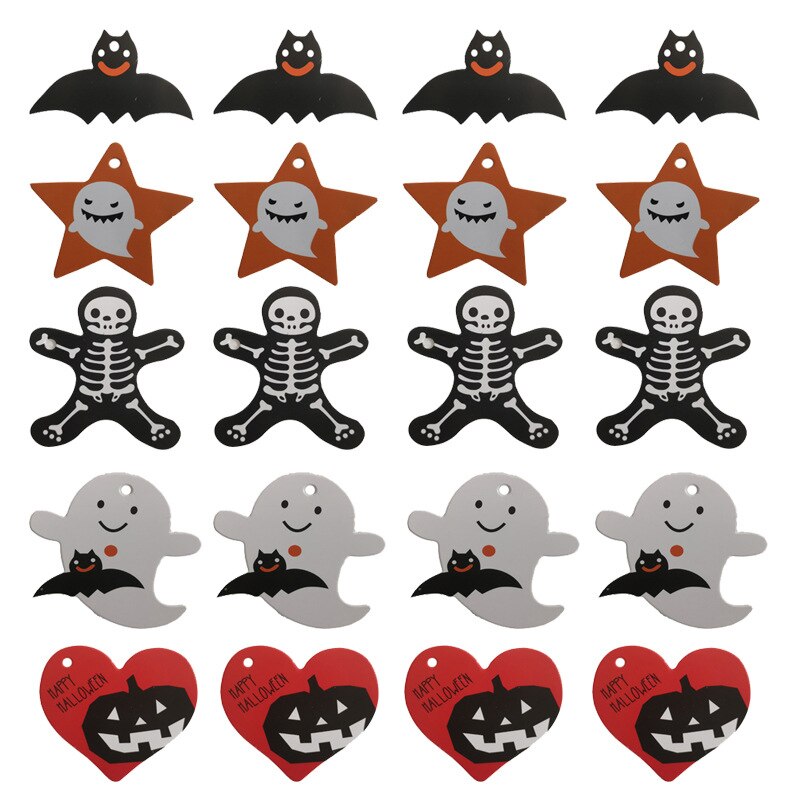 50 stk slik æske hængemærker halloween dekorationer tegneserie kranie flagermus græskar tags til børn emballage taske indretning bil bjstore