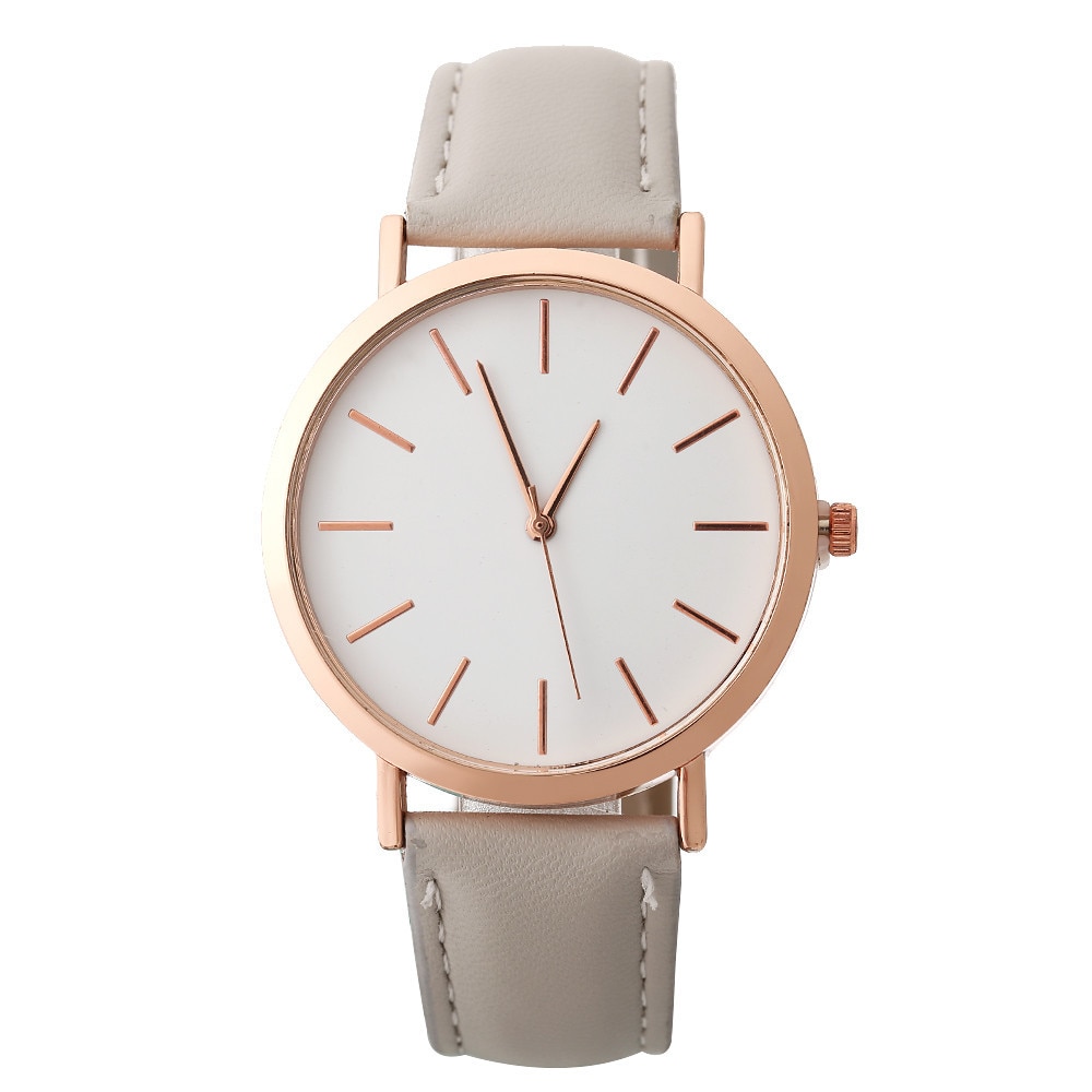 Simples Moda Mulheres Pulseira de Couro Relógio Analógico Casual Ladies Watch Quartz Rodada relógios de Pulso Relógio Feminino relogio feminino