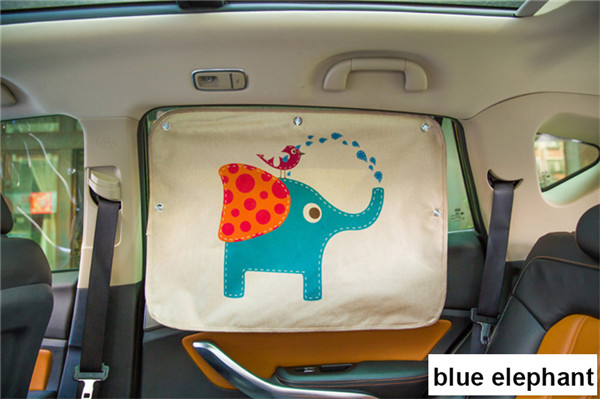 1pc 70*50cm Auto Cartoon Gordijn Cover Zon Blokkeren Auto Gordijn Side Blokkeren sucker Zonnescherm Gordijn voor kinderen: blue eleplant