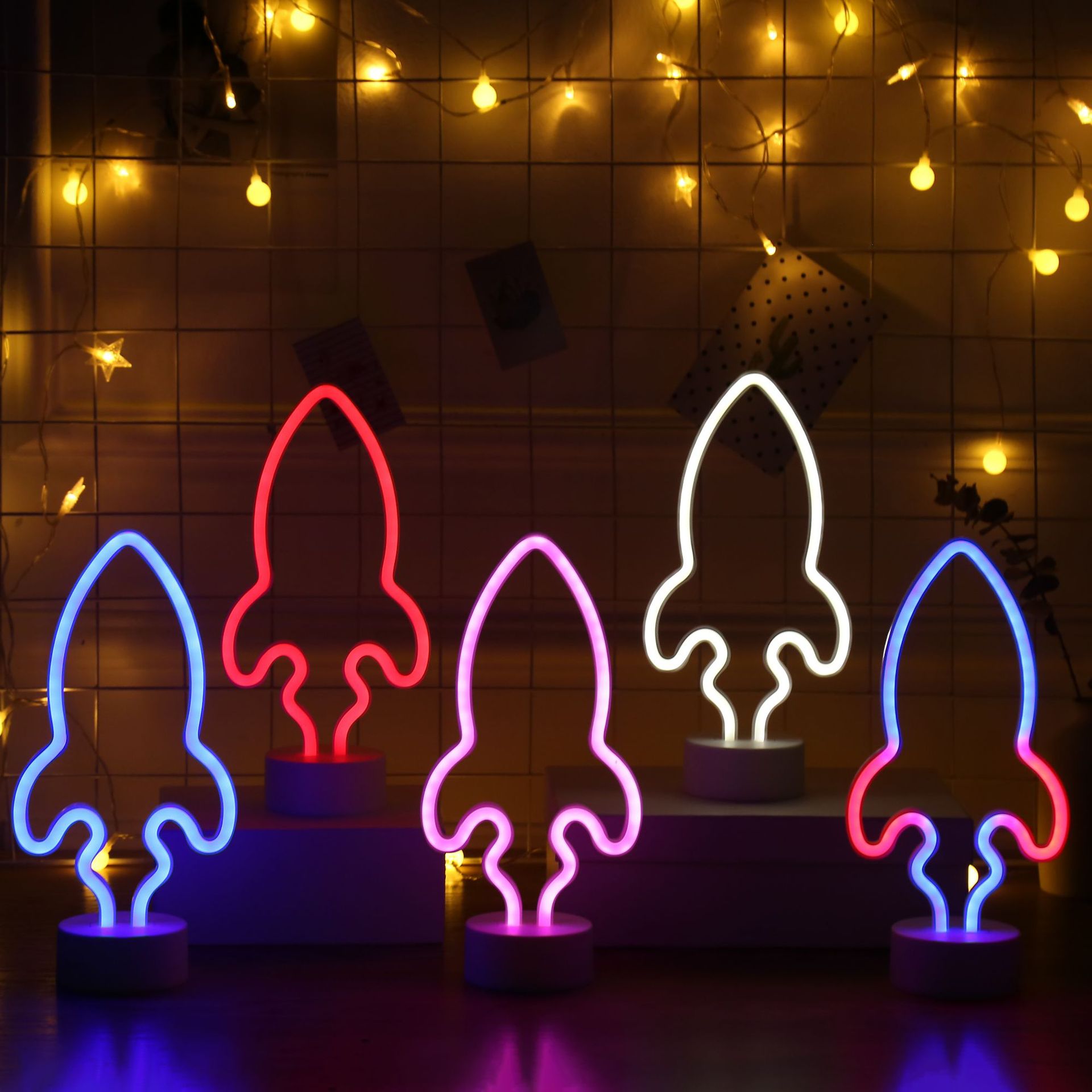 Led Neon Licht Kleurrijke Raket Neon Teken Voor Kamer Home Party Bruiloft Decoratie Xmas Neon Lamp Batterij Usb