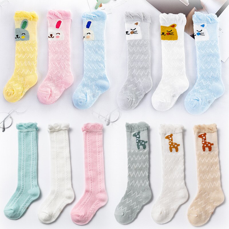 3Pairs Baby Sokken Mooie Cartoon Mesh Hoge Over De Knie Kousen Kids Airconditioning Anti-Mug Zomer Kousen baby Gi