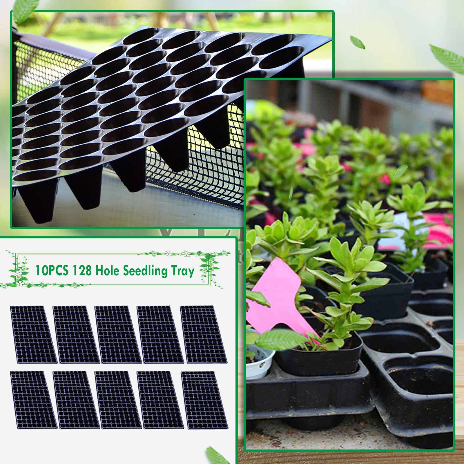 Bac de démarrage de semis en plastique avec 32/50/98/105/128 trous, 10 pièces, pour plantation de semis, plantes de Propagation, Pots de fleurs, pépinière