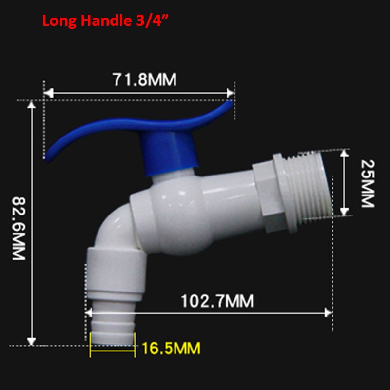 PVC Pipe Fitting - 1/2" 3/4" Faucet Kitchen Garden Washbasin bathroom Washing Machine Plastic Threaded Tap Plumbing Accessories: 3I4 In Long-Handle